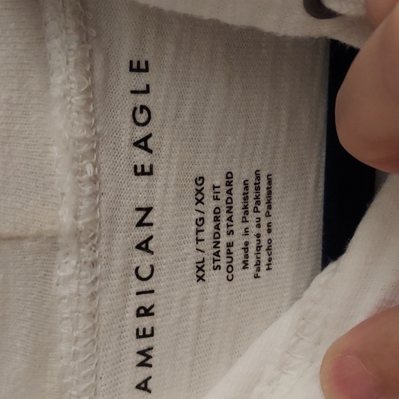 AMERICAN EAGLE OUTFITTERS Nautical White and Navy Long Sleeve Hoodie - Picture 8 of 10